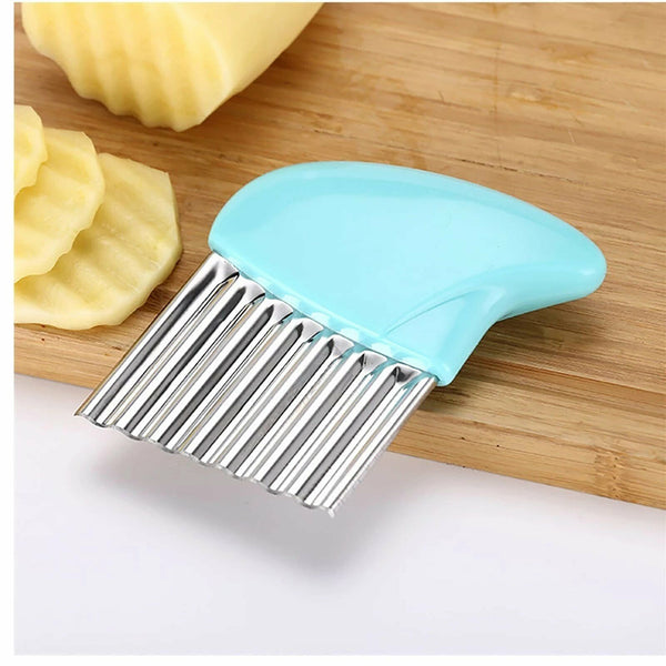 2x Stainless Steel Crinkle Cutter Wavy Vegetable Potato Chip Slicer Knife Blade