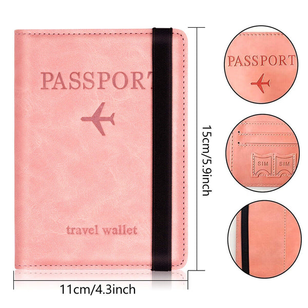 Slim Leather Travel Passport Wallet Holder RFID Blocking ID Card Case Cover