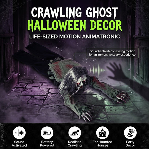 Halloween Decorations Scary Crawling Zombie with Horror Sound & Glowing Eyes