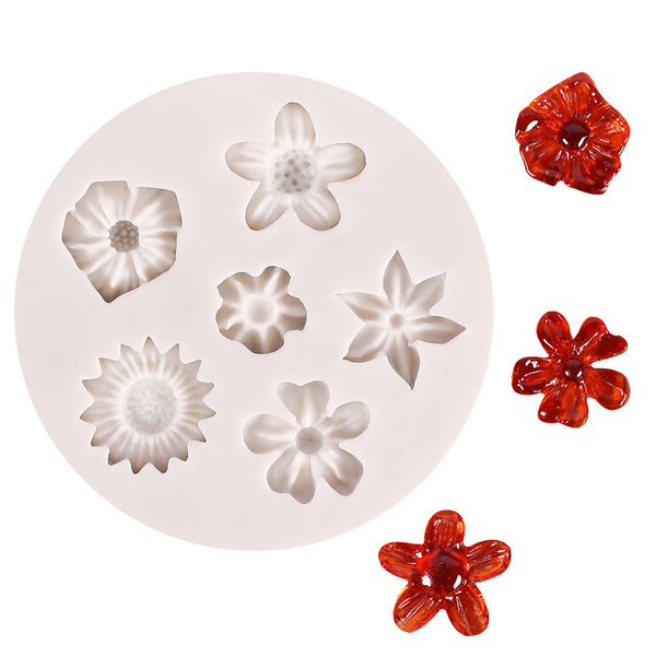 4pcs Cute Flower Silicone Molds,Fondant Candy Mould Mini Flower Chocolate Molds
