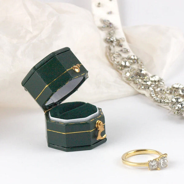 Green Mini Jewellery Box Ring Storage Organizer Case Small Travel Box for Rings