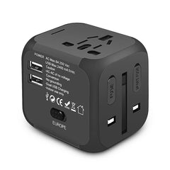Universal World Travel Adapter 2 USB Charger US/UK/EU/AU Plug Converter 100-240V