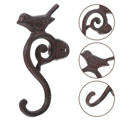 2PCS Vintage Cast Iron Wall Hooks Bird Design Coat Hat Towel Hanging Hooks