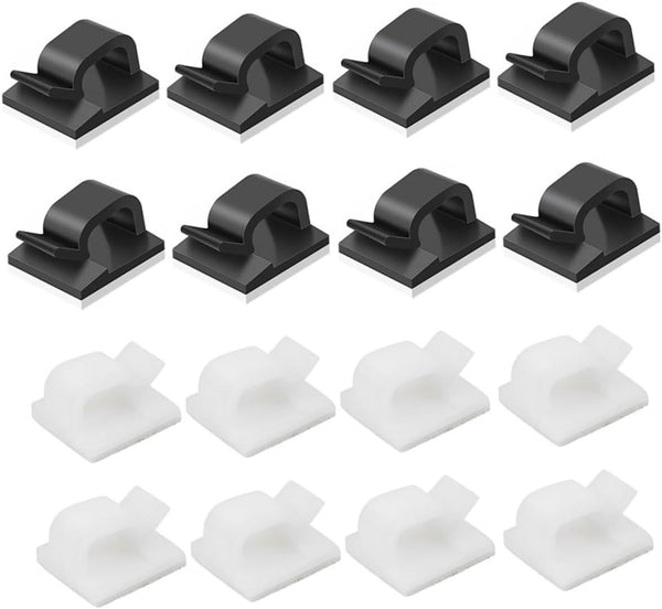 50pcs Black Adhesive Cable Clips | Wire Management Cord Holder Organizer