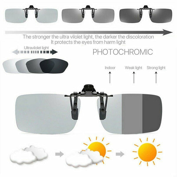Photochromic Polarised Clip On Flip Sunglasses Pilot Polarized Fishing EyewearAU