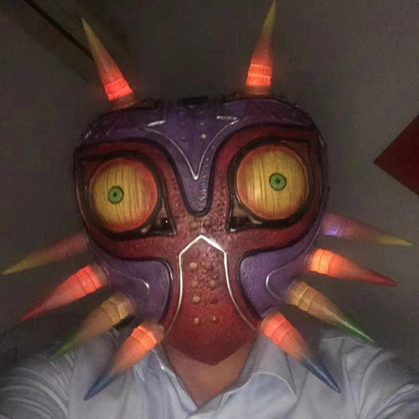 Purple Majora's Mask light-up eyes close-up – Legend of Zelda