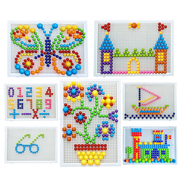 Mushroom Nails Puzzle Pegboard Jigsaw Creative DIY Peg  3D Kids Educational Toys