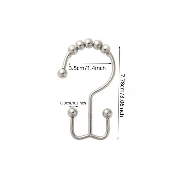 24X Shower Curtain Hooks Rings Rust-Resistant Metal Double Glide Shower Hooks