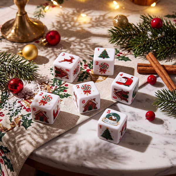 6Pcs Christmas Mahjong Dice, 25mm Acrylic Game Dice