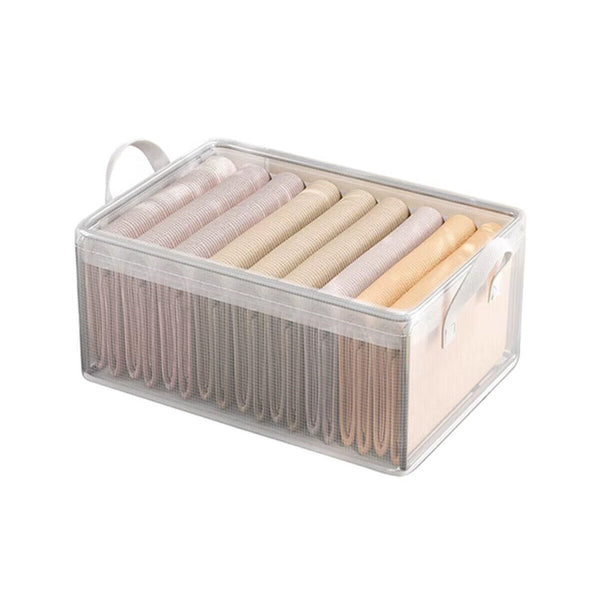 4pcs Transparent Clothes Storage Box Thickened Pants Basket Wardrobe Organizer