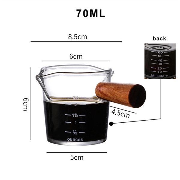 2X Glass Espresso Cup Double Mouth Milk Coffee Mug Shot Measuring Cup 70+75ML