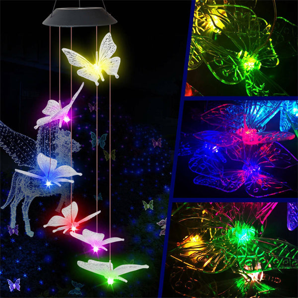 Garden Hanging Outdoor Wind Chimes Colour Changing Decor Solar Powered LED Light