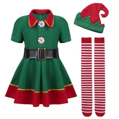 Elf Costume Kids & Adults – Christmas Elf Dress or Suit with Hat, 120-180cm