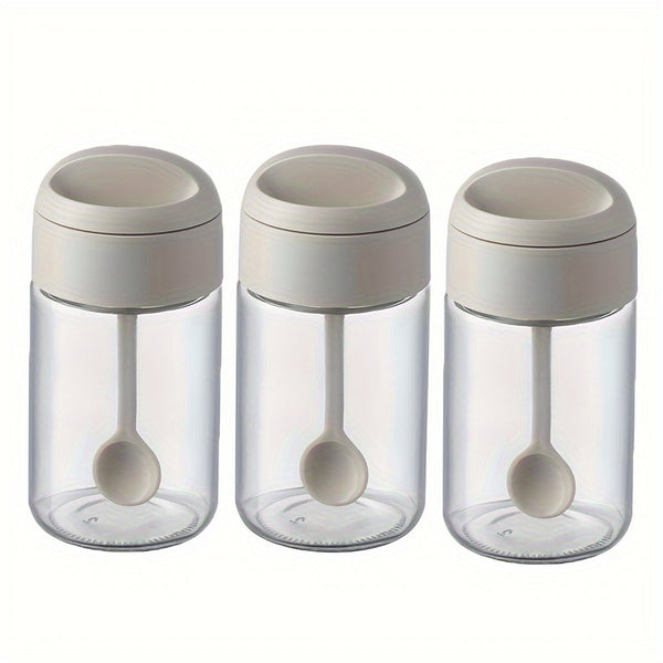 Retractable Spoon Seasoning Bottle, Spoon Lid Integrated Seasoning Jar
