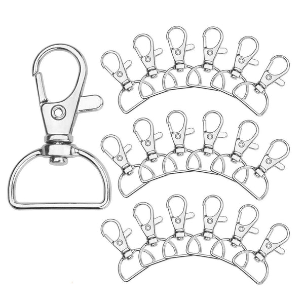 100PCS Silver 20mm Lobster Clasp Swivel Trigger Clip Keychain Snap Hook Key Ring