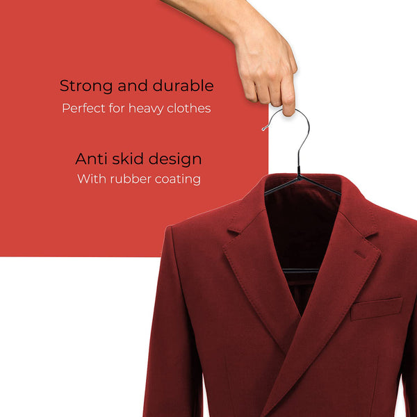 50 Pack Metal Clothes Hangers – Non Slip Rubber Coated Wire Hangers for Suits, Coats and Shirts