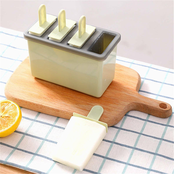 3PCS 4 Cells Block Moulds Ice Cream Mold Icy Pole Jelly Pop Popsicle Maker Mould