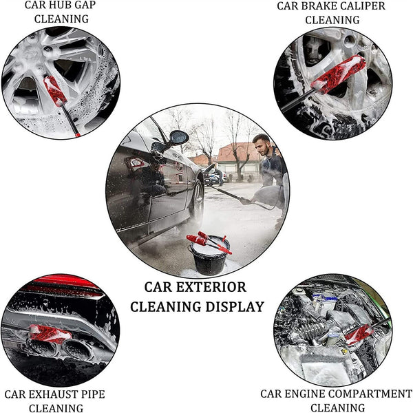 3X Wheel Clean Brushes Woolies Super Plush Soft Alloy Car Wheel Rim Cleaning Kit