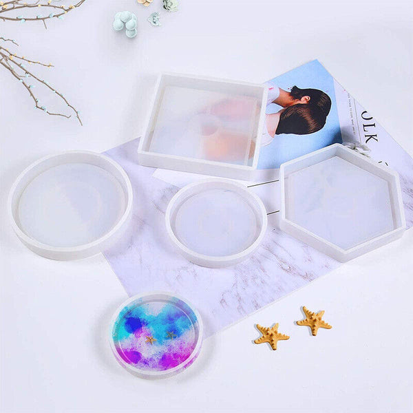 3x Coaster Resin Casting Mold Silicone Jewelry Agate Making DIY Mould Tool Craft