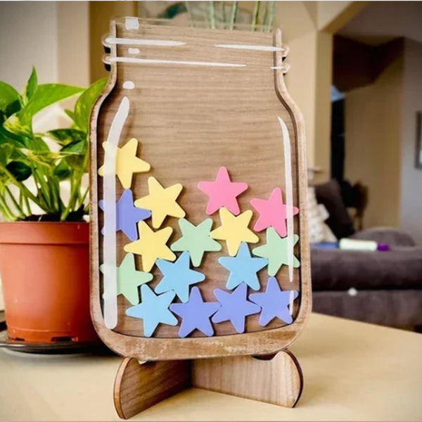 Reward Jars for Kids Star Classroom Wooden Reward Jars with 25 Stars famous