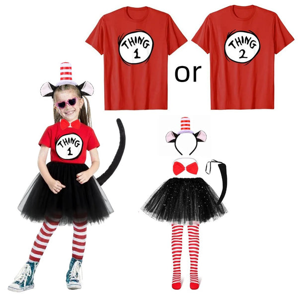 Cat in the Hat Costume Kids – Thing 1 Thing 2 Dr Seuss Book Week Outfit Set