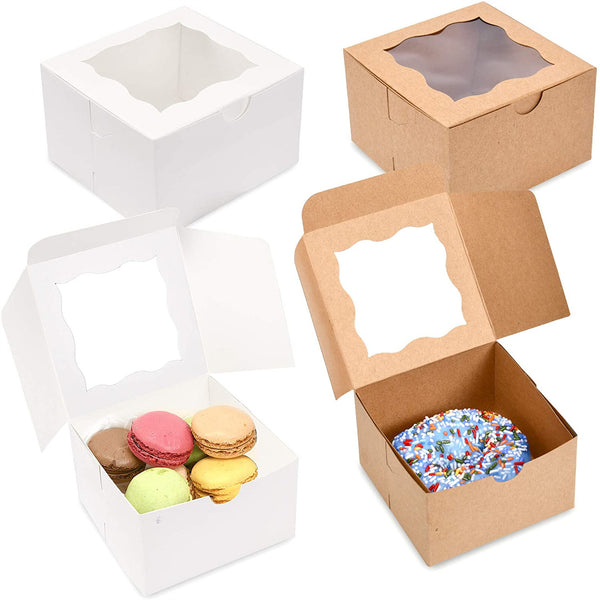 Cupcake Boxes with Window Ribbon Cake Packaging Gift Boxes