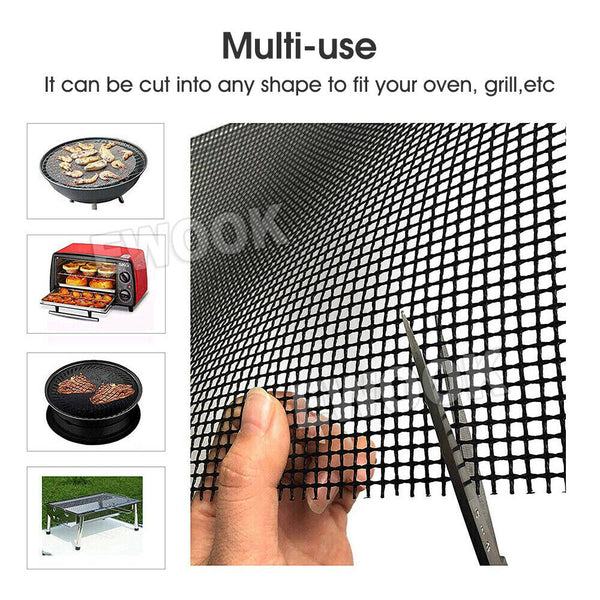 10PCS Charcoal BBQ Grill Mesh Mat Non-Stick Cooking Barbecue Liner Sheet AU