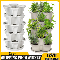 Vertical Garden Planters – 5-Tier Stackable Planter Set (2)