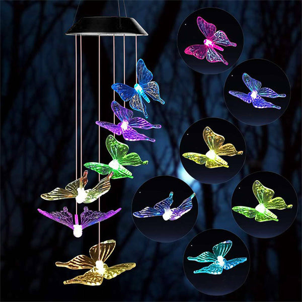 Garden Hanging Outdoor Wind Chimes Colour Changing Decor Solar Powered LED Light