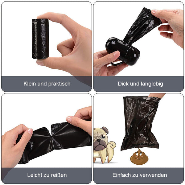 Black poop bag roll tearing off a single bag