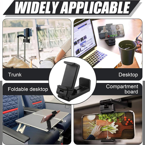 Universal Adjustable Phone Stand Holder | 360° Rotating Travel Desk & Clip Mount