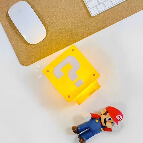 Super Mario Question Block LED Night Light with Sound USB Rechargeable Lamp