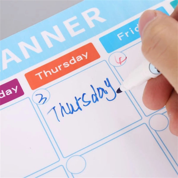 Monthly/Weekly Planner Fridge Calendar Magnetic Board with 3 markers + an Eraser