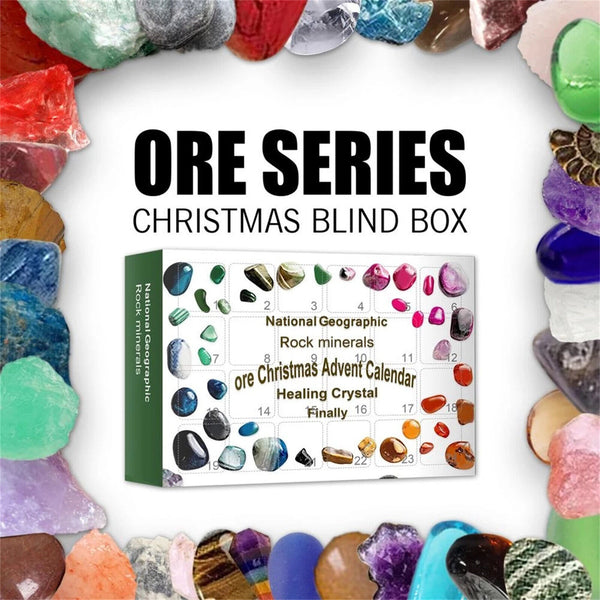 Christmas Advent Calendar Xmas Blind Box Rock Ore Mineral Fossil Stone Kit