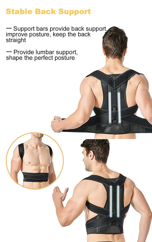 Full Back Posture Corrector Adjust Lumbar Shoulder Support Brace Belt Women Men