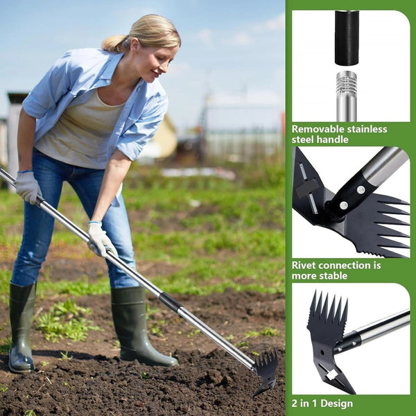 Stand Up Weed Puller Tool Long Handle Garden Weeder Root Remover