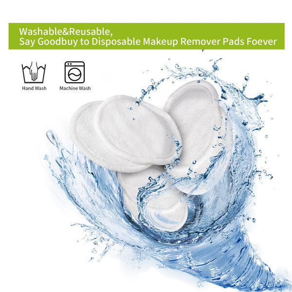32pcs Reusable Makeup Remover Pads with Laundry Bag | Bamboo Cotton Rounds for Face Cleansing