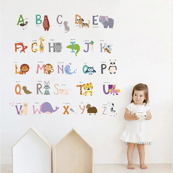 2Pcs Kids Alphabet ABC Letters Kids Wall Stickers Nursery Decal Wallpapers Decor