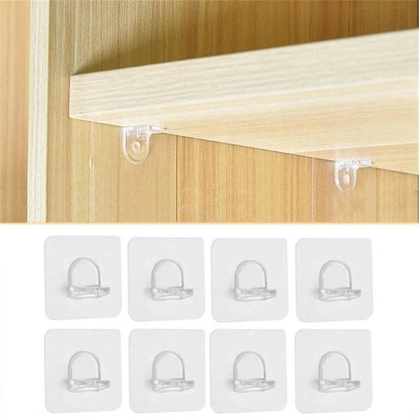 40PCS Plastic Self Adhesive Shelf Bracket Support Rack Closet Wall Clips Hanger