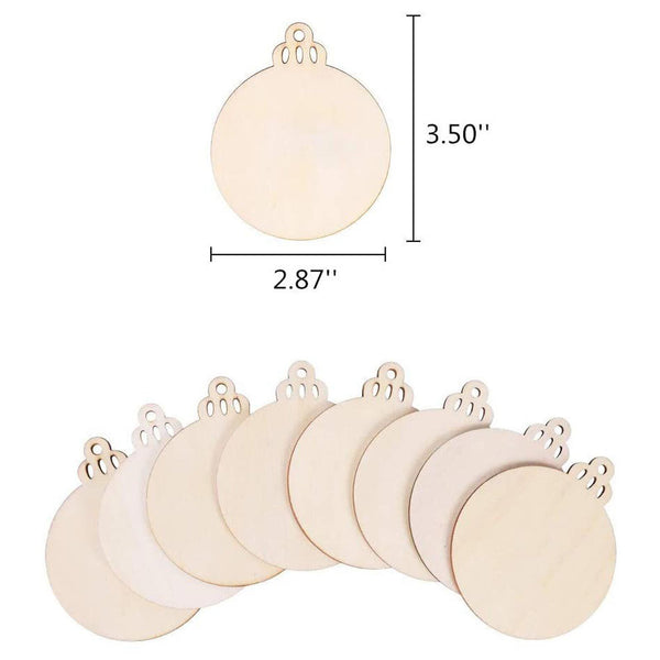 Blank round wooden ornament size, approx 9 x 7.3 cm