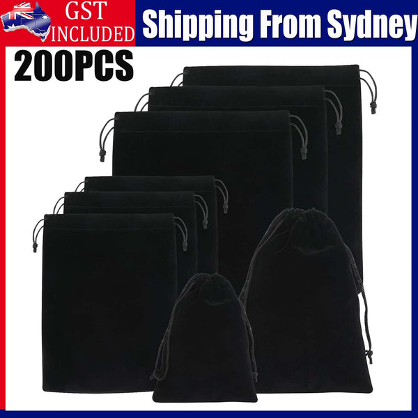200X Drawstring Velvet Pouch Gift Bag Wedding Party Jewellery Tumbled Stones