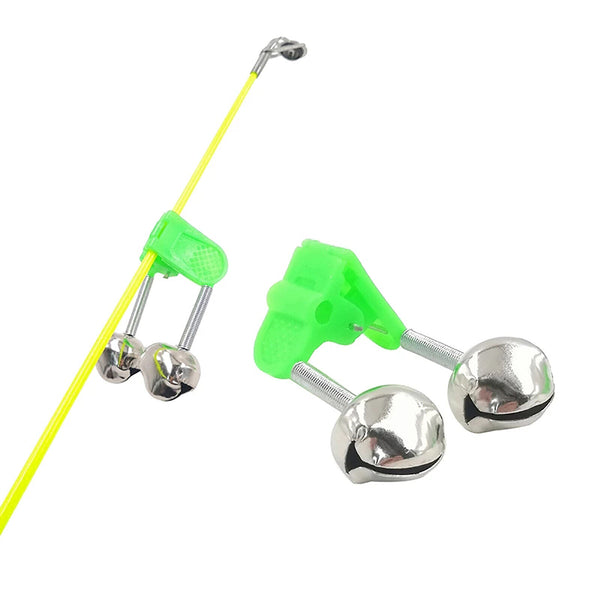 10pcs Green Plastic Clip Fishing Rod Double Rod Bite Alarm Fishing Bells Ring AU
