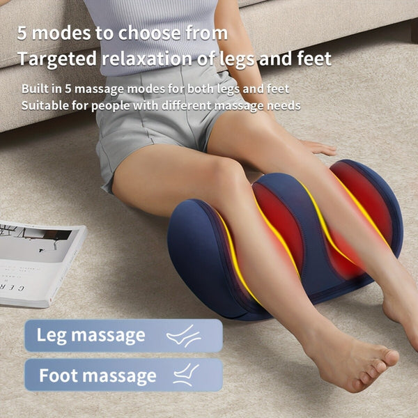 Foot Massager - Electric Shiatsu Kneading Leg & Calf Massage Machine with Heat (Navy Blue)