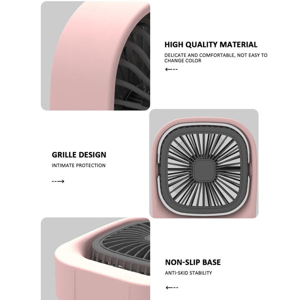 Mini Fan Air Cooler Portable Desk USB Charging Rechargeable Travel Camping AU