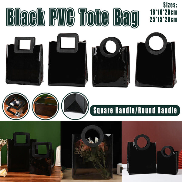 10PCS Black PVC Gift Bags with Round and Square Handles Jelly Handbag Set AU