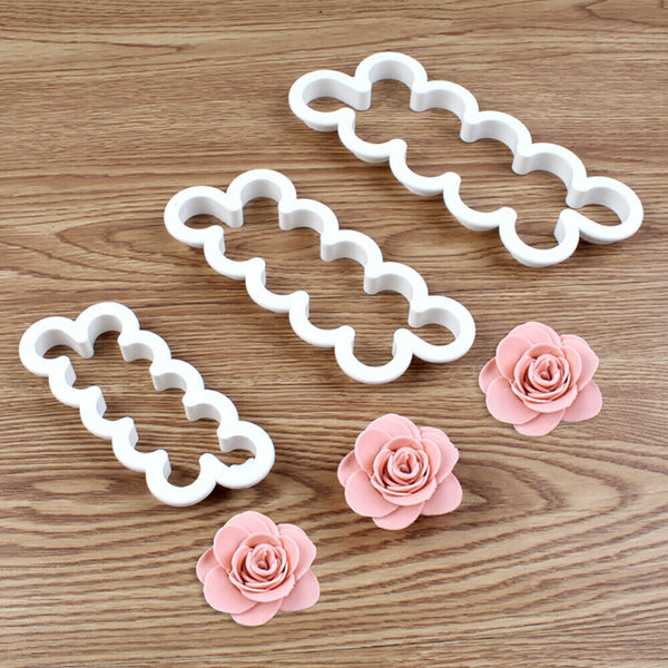 3 pcs Rose Decorating Cutter Mould Mold Tool Flower Baking Fondant Cake Sugar