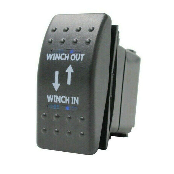 Rocker Switch WINCH IN OUT - Blue - LED 4x4 Boat Caravan Marine 12v 4wd Trailer