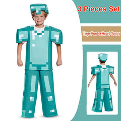 Minecraft Costume Kids Diamond Armour Jumpsuit Boys Book Week Dress Up Outfit