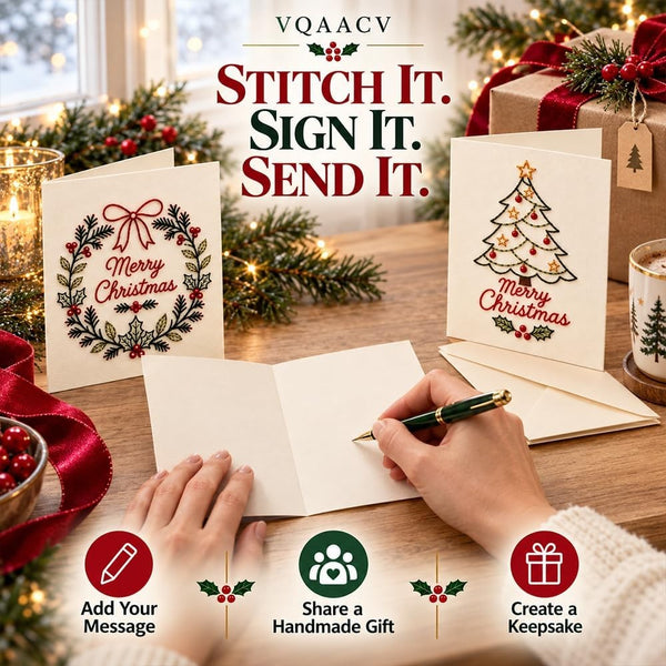 6PCS DIY Hand Embroidery Christmas Thread Cards Stitching Craft Kit