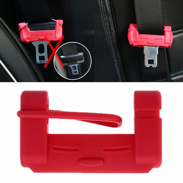 2PCS Car Accessories Safty Seat Belt Buckle Clip Anti-Scratch Cover Silicone Red